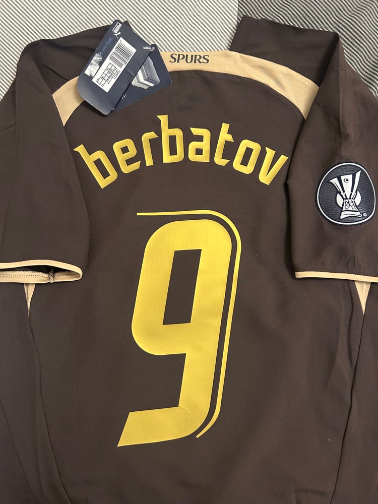 Image of NEW Tottenham Hotspur “BERBATOV 9” 2006/07 Third Shirt + UEFA Cup patch (YXL)