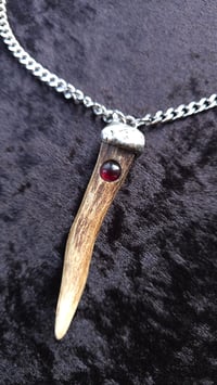 Image 2 of Garnet and deer antler pendant