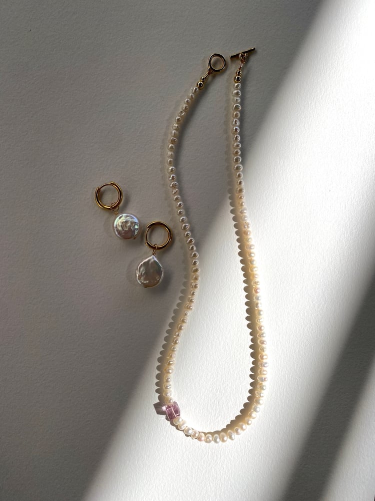 Image of Amethyst crystal pearl necklace