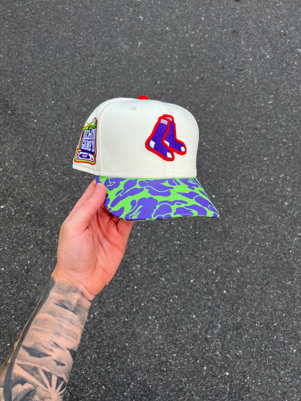 Image of PURPLE BRIM BUZZ LIGHTYEAR BOSTON RED SOX  CUSTOM FITTED CAP