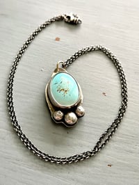 Image 3 of Royston turquoise necklace with silver pearl details
