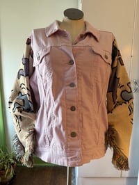 Image 3 of Upcycled “Haring” tapestry Jean jacket 