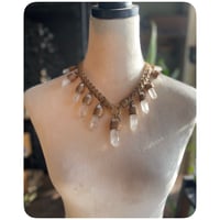 Image 1 of SALE - The Oakley Necklace - Clear Quartz Crystals and Tan Leather 