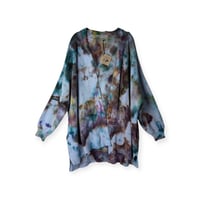 Image 1 of 3X PLUS Snow-Dyed 100% Cotton Chunky Knit Cardigan in Earthy Dye