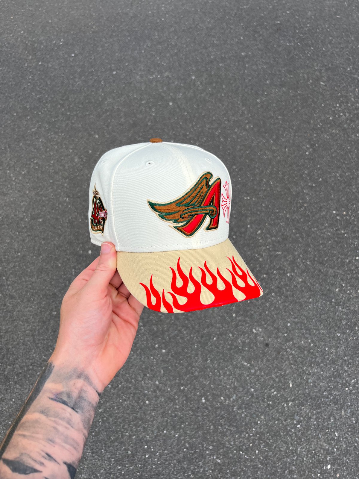 RUSTY BRIM MULTI TONE ANAHEIM ANGELS CUSTOM FITTED CAP | WORLDWIDE RANK LLC