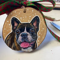 Image 2 of 2024 Custom Pet Portrait Wood Slice Ornament PRE ORDER