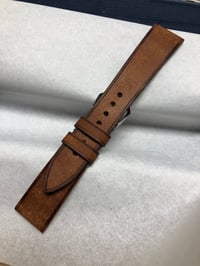 Image 2 of Tan distressed calfskin classic watch strap