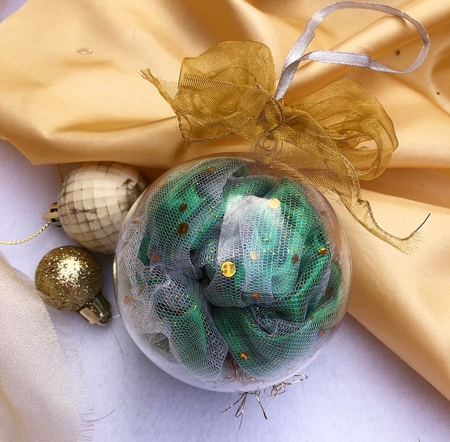 Handmade baubles with scrunchies