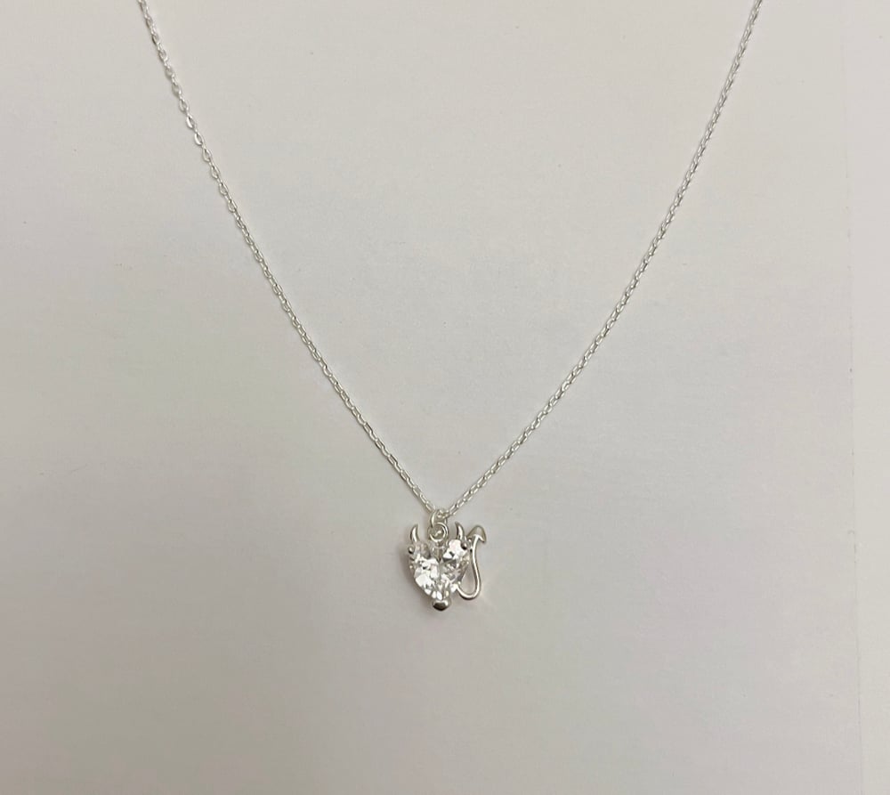 sterling silver white devil heart necklace -;- / jimmytoast