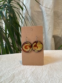 Image 1 of Enamaled earrings, red/yellow