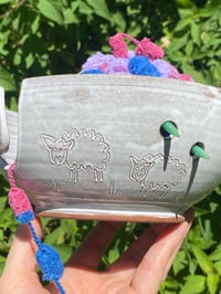 Image 2 of Sgraffito Sheep Decorated Medium Yarn Bowl