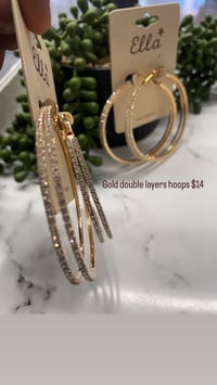 Image 2 of Gold double layer hoops 