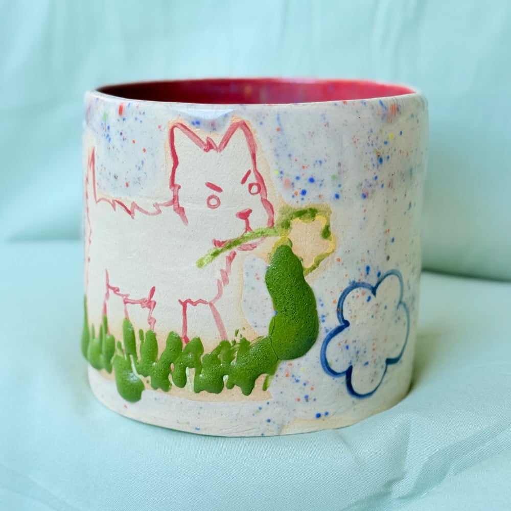 image of angry dog planter 