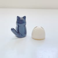 Image 5 of Glow in dark Black cat with skull mask ceramic figurine