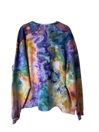 Image 3 of XL Unisex Ring Spun Cotton Blend Crew Sweatshirt in Earthy Rainbow Watercolor Ice Dye