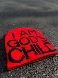 Image 3 of “I AM GOD’S CHILD” Satin Lined Red Beanie
