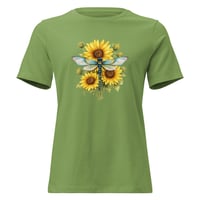 Image 5 of Women's Relaxed T-Shirt, Sunflower Dragonfly Bouquet Tee