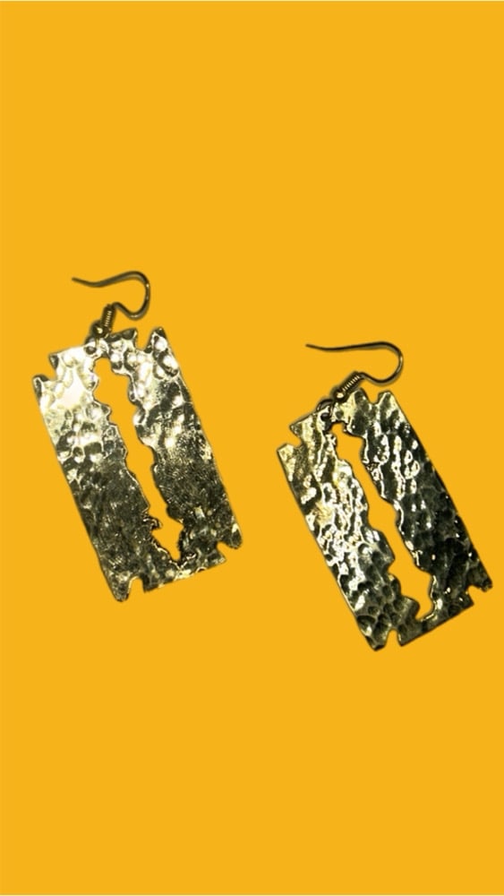 Image of “RAZORS” handmade brass earrings 