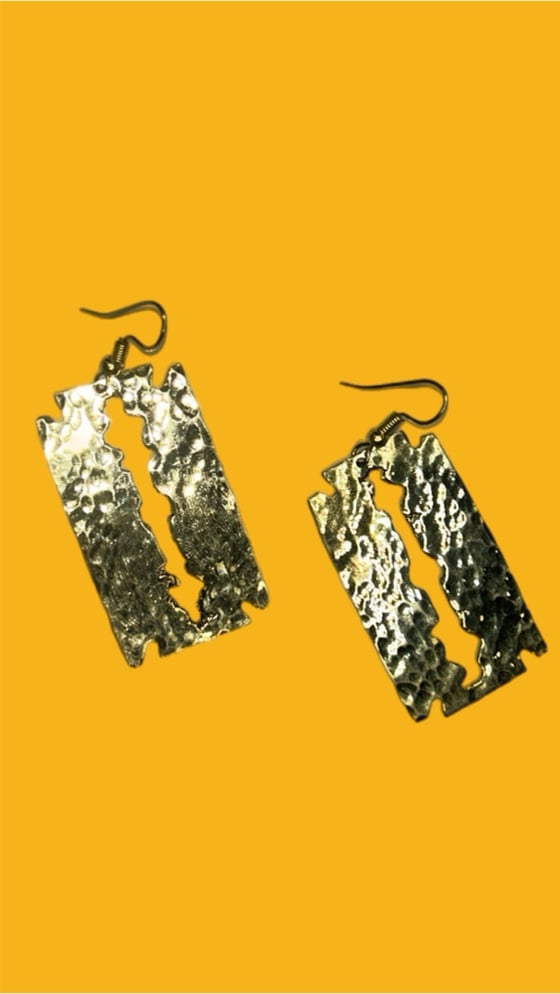 Image of “RAZORS” handmade brass earrings 