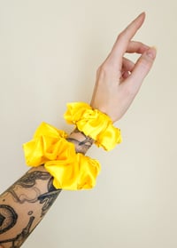 Neon Yellow Satin Scrunchie