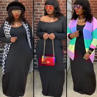Image 3 of Long sleeve black maxi with pockets