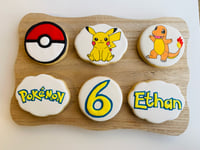 Image 1 of Pokémon themed birthday set of 6 biscuits 