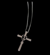 Cross Necklace - silver, glass crystals
