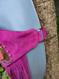 Image 5 of Dolly Bum bag suede fringe tassels HOT PINK and Moroccan Stone