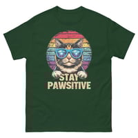 Image 7 of Stay Pawsitive Cat Shirt – Funny Retro Cat Graphic Unisex T-Shirt | Cute Positive Cat Lover Tee