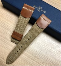 Image 1 of Melange Tan Canvas Watch Strap With Natural Shell Cordovan Insert