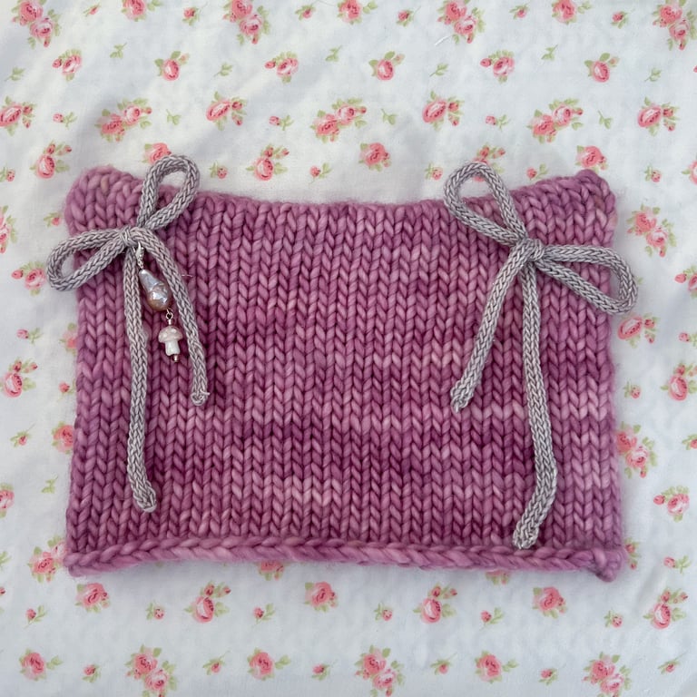Cutie Kitty Charm Beanie - Purple / Silver