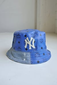 Image 1 of Reworked NY Reversible Bucket Hat MCM Blue Small 22"