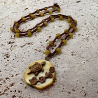 Image 1 of Jade Brass Turtle Necklace