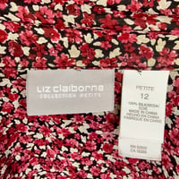 Image 6 of Sheer Crepe Crinkle Silk Floral Button Up Shirt - Size 12 Petite - Cottage Boho
