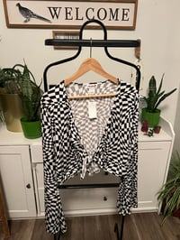 Image 1 of NWT bell sleeve print top 