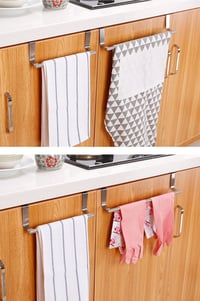 Image 17 of Kitchen Cabinet Door Towel Bar Stainless Steel Door Back Towel Hanging Holder 