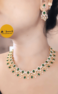 Image 3 of Bella Gold-Stunning AD Necklace Set with Earrings
