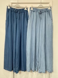 Image 1 of Elasticated Waist, Drawstring Detailed, 100% Tencel, Wide Leg Denim Trouser