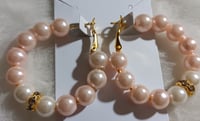 Image 4 of Silver Plated Hoop Earrings (pink)