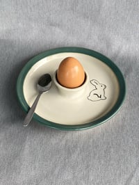 Image 1 of  Rabbit Decorated Egg Plate GREEN 