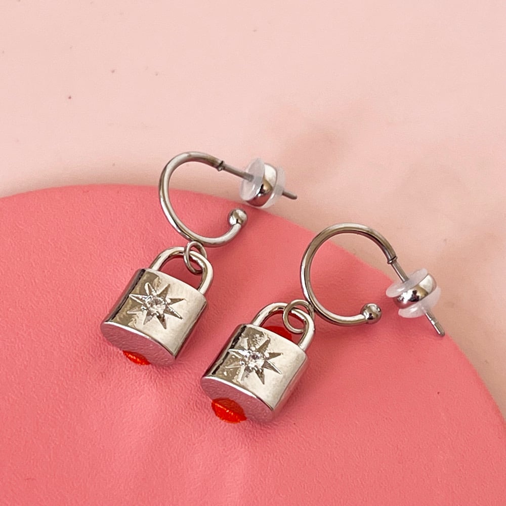 Image of Lock and Star Half Hoops