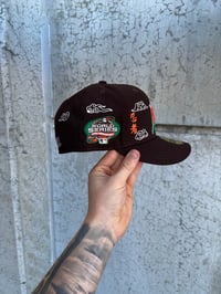 Image 4 of ORANGE BRIM BROWN CHINA SKY  MIAMI MARLINS CUSTOM FITTED CAP