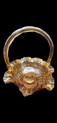 Image 5 of Vintage Colonial Fenton Basket Thumbprint in Amber