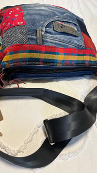 Image 2 of Red-Blue Jeans Messenger Bag