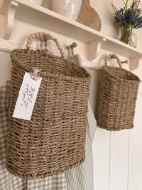 Image 1 of Seagrass & Beaded Baskets ( Set or Singles )