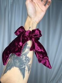 Image 2 of Maroon Velvet  Bat Wing Scrunchie 