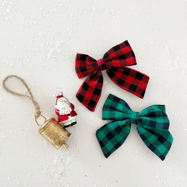 Image of Classic Gingham Holiday Sailor Bows