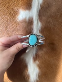 Image 2 of Sterling Silver Beaded Turquoise Cuff