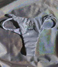 Image 1 of Rainbow 420 Strappy Side Thong Bottom Medium with Rainbow Leaf