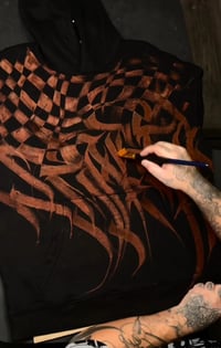 Image 4 of “Imagine”  calligraphy bleach art on unisex hoodie - size M - 1of1